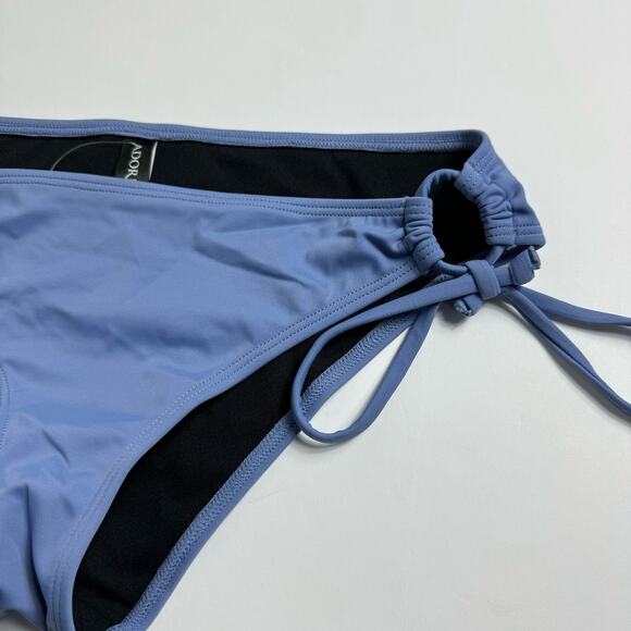 Adore Me Solid Bikini Bottoms Size Medium Steel Blue Hip Tie Swim Bottoms - Picture 3 of 9
